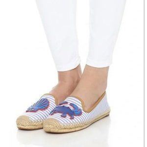 RARE Tory Burch Crab Seashell Espadrille Leather Flats